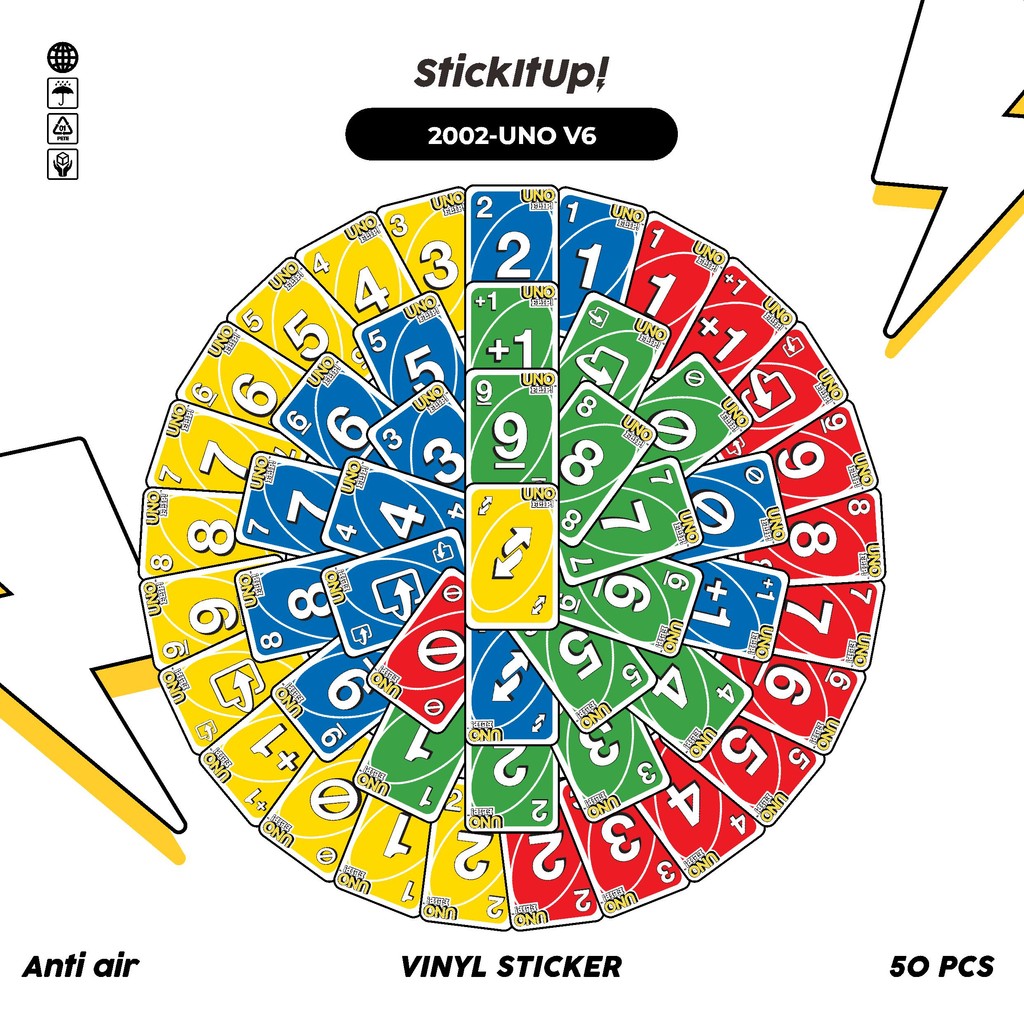 

COD✨ 50 Pcs Stiker Pack UNO V6 Lucu Aesthetic Vynil Waterproof untuk Freebies Sticker Buku Journal Casing HP Laptop