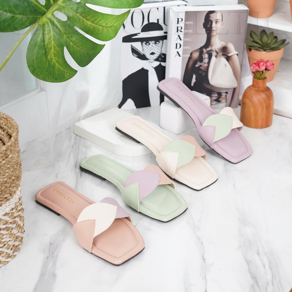 CHELLTIC - Sendal Slop/Sandal Sumah / Sandal Wedges Baru /Sandal Wanita /Fashion Korea Import Real P