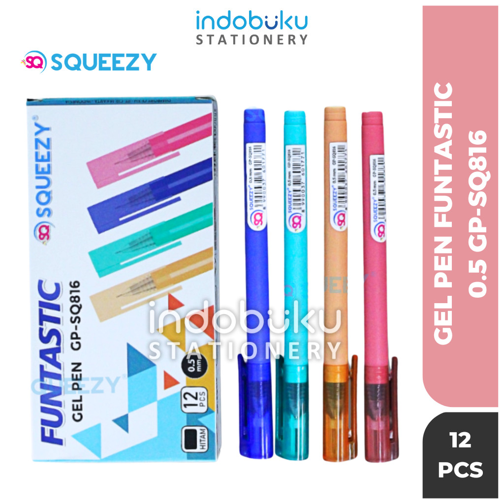 

( 1 Pack 12Pcs ) Squeezy Gel Pen / Pulpen Gel 0.5mm Murah Tinta Hitam GP-SQ816
