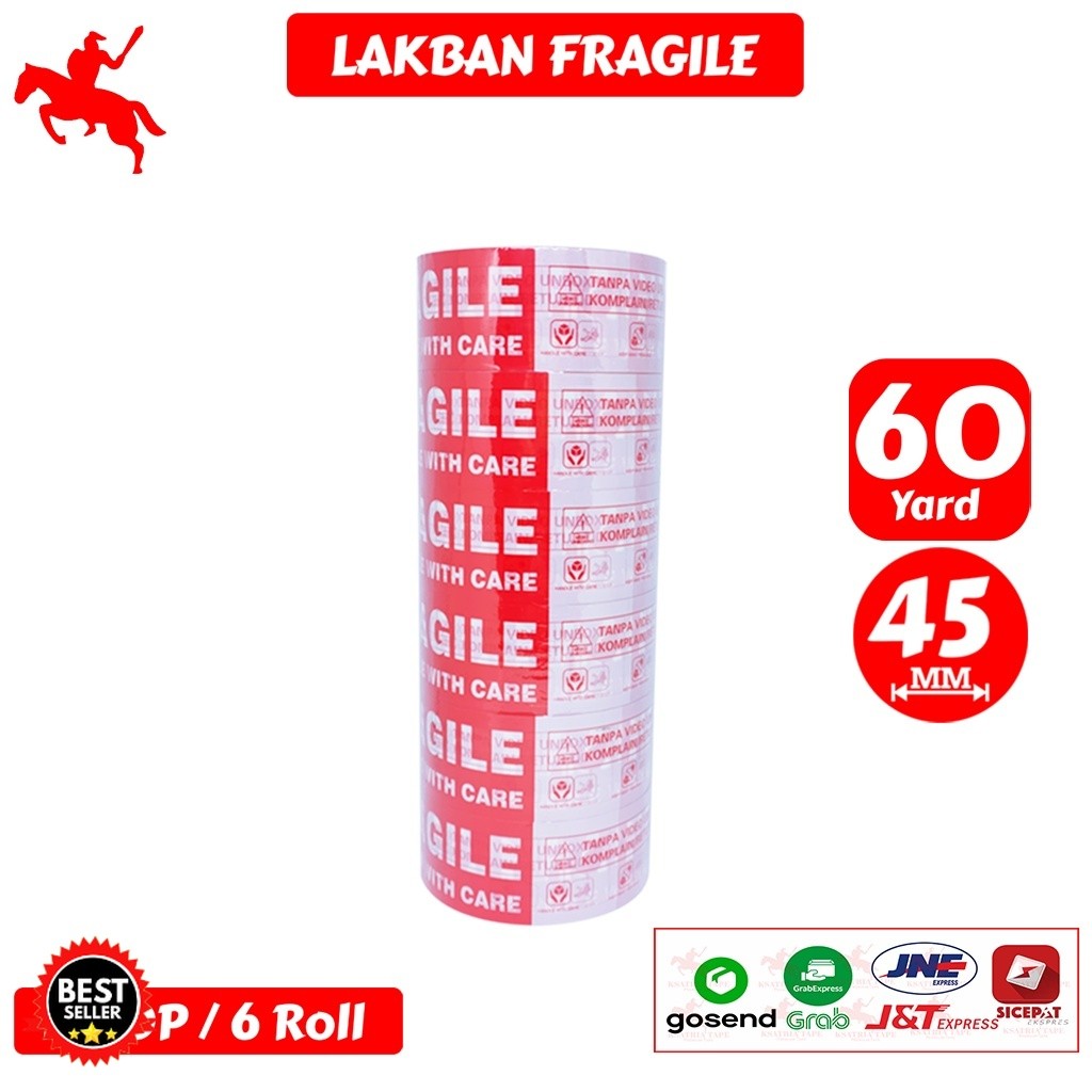 

Lakban OPP Tape / Lakban Fragile KSATRIA Tape 45mm x 60 Yard (1 Slop)