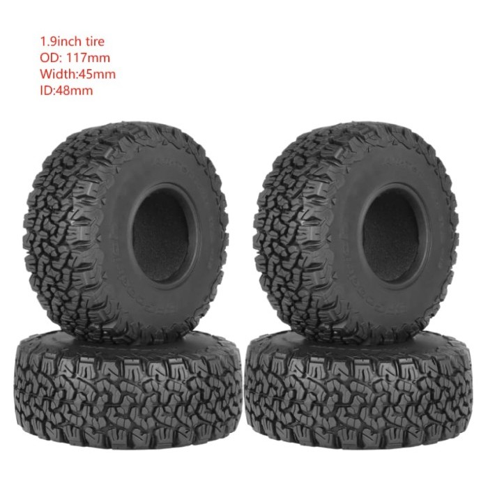 4PCS BAN BFGOODRICH AT 117/45mm 1.9 RubberTire 1/10 SCX10 TRX4 YIKONG