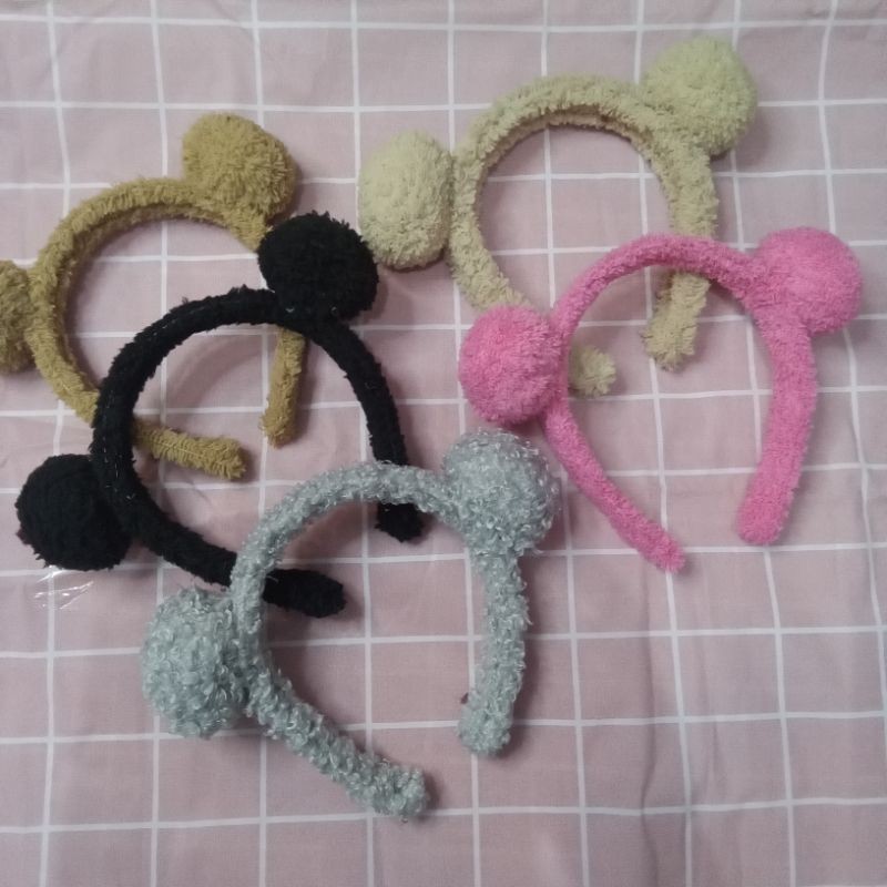 Bando Korea Lucu Motif Telinga Beruang | Bando Pom Pom | Bando Telinga Bulu Beruang | Accessories | 