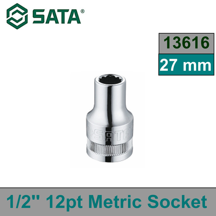 SOCKET 13616 1/2" DR. 12PT. METRIC SOCKET 27MM SATA