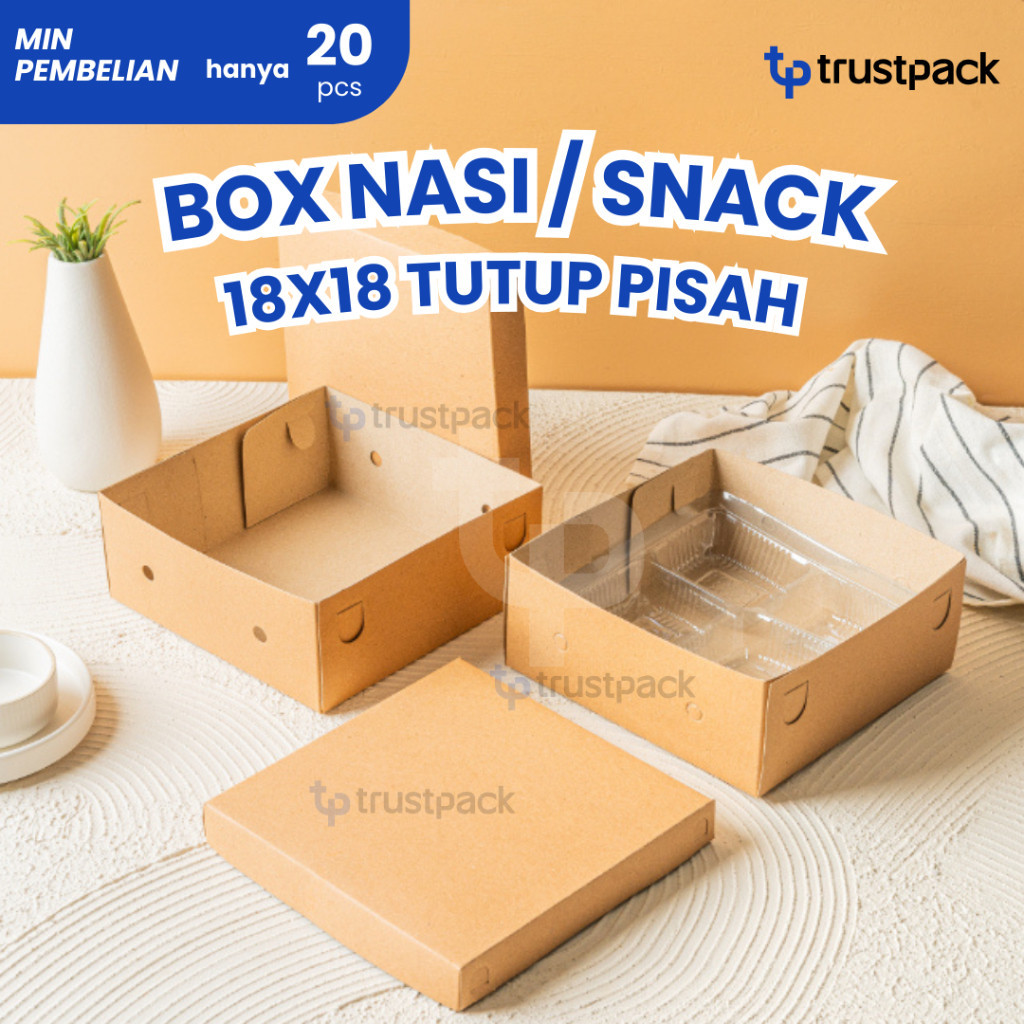 

Dus Kraft 18x18x7/ Box Nasi Kotak Staples Ayam Hajatan Catering Snack