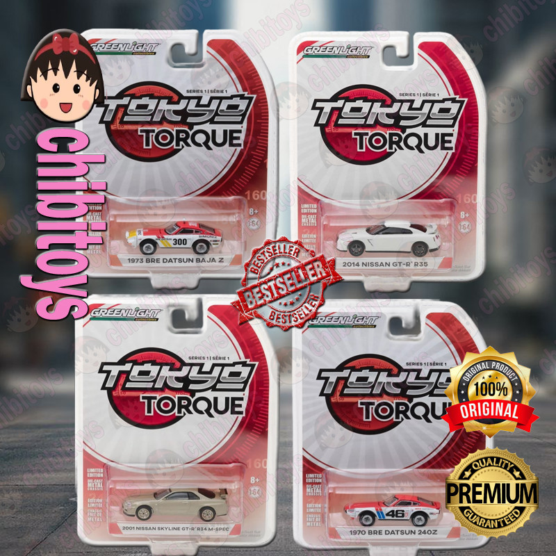 Greenlight Tokyo Torque 1 Nissan Skyline R34 Gt-R R35 Bre Datsun Baja Z 240z Diecast