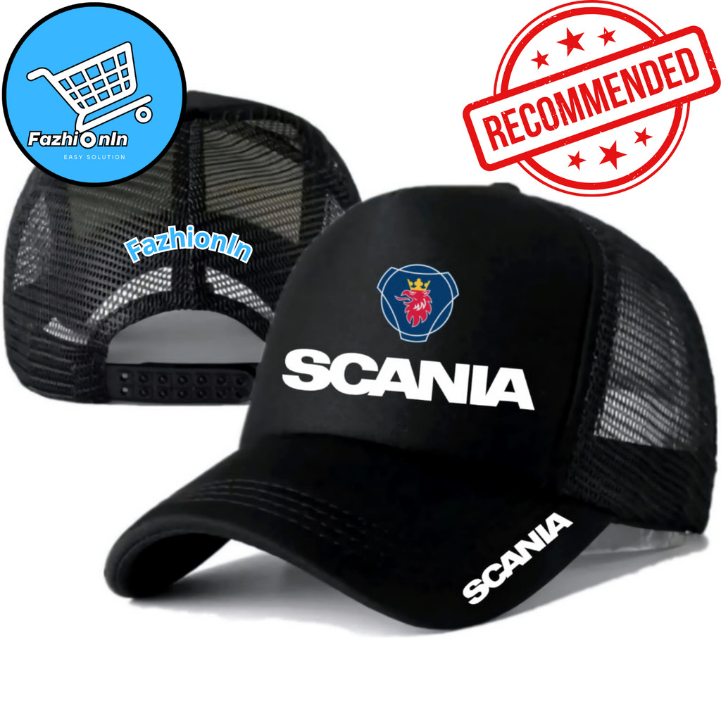 FazhiionIn Topi Trucker SCANIA - Topi Distro SCANIA Logo - Topi SCANIA Premium - Topi Pria Dewasa - 