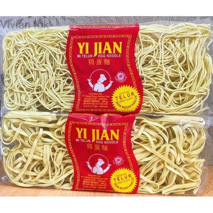 

vv Mie Telur Yi Jian Mie Telur Egg Noodle Mie Kecil Mie Lebar 200 gr - Kecil