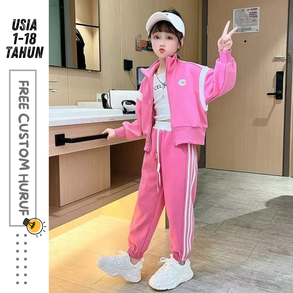 One Set Jaket Bomber Custom Bordir Inisial Nama Anak Remaja Laki Laki Perempuan 1-18 Tahun Import