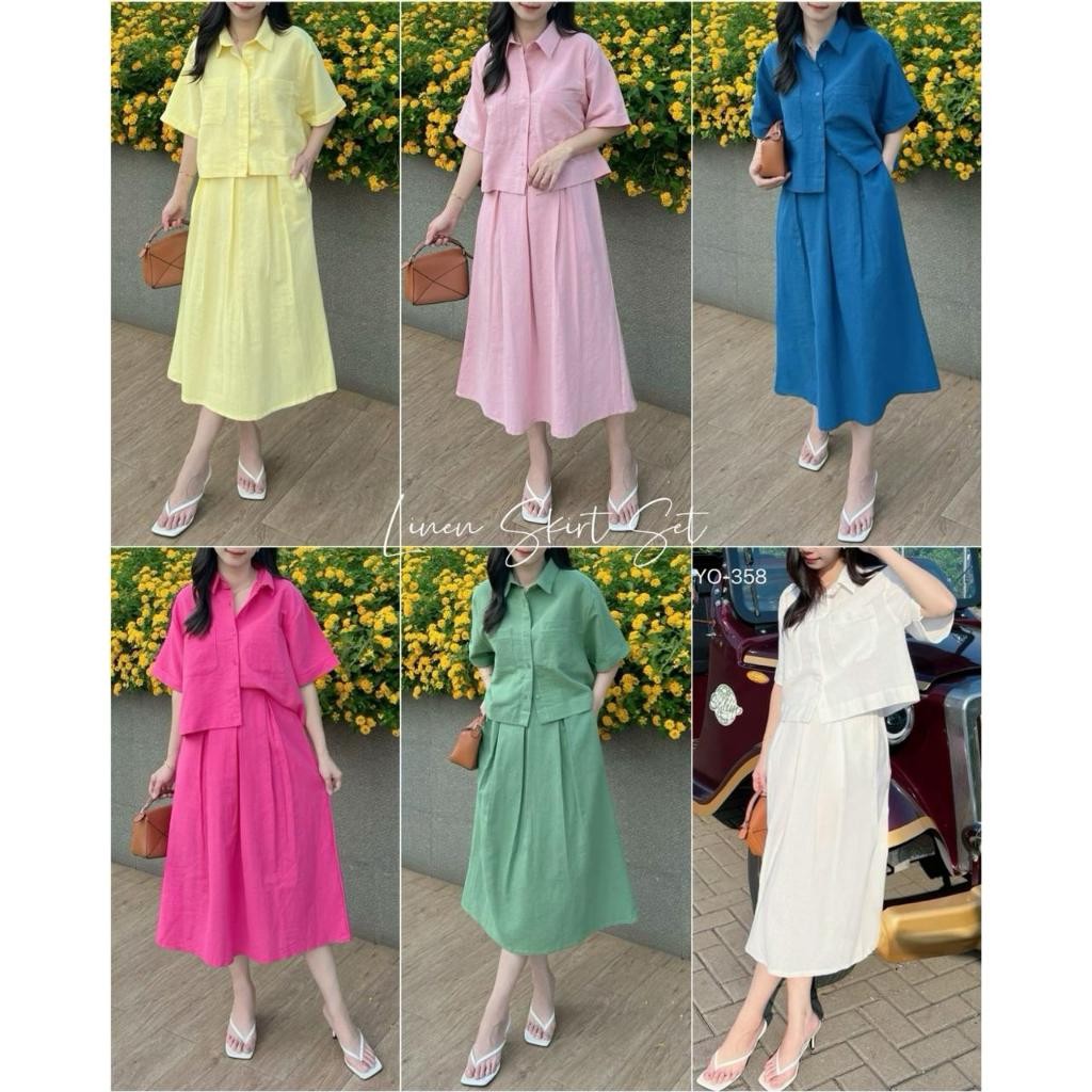 Percent - Setelan Wanita Linen / Set Wanita Atasan Dan Rok
