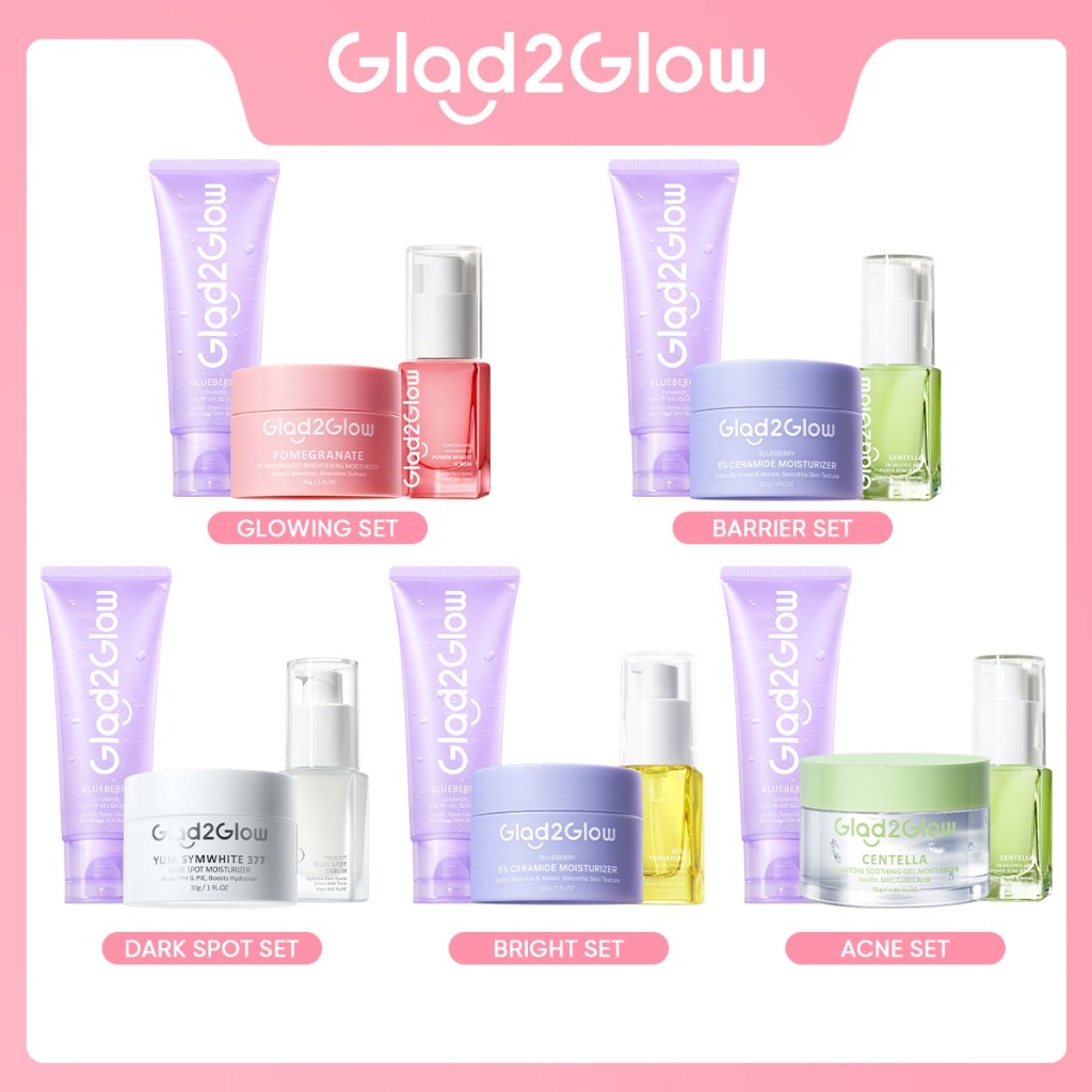 【PRE-ORDER】SPECIAL BUNDLE 3in1 Glad2Glow 3pcs Paket Skincare Moisturizer Face Wash Serum -ACNE KIT G
