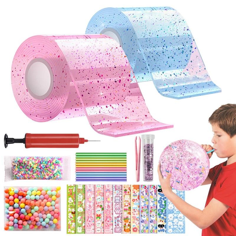 

Blowing Bubble Tape Adhesive Colorful Glitter Double-Sided High Sticky Nano Bubble Tape For Diy Craft Pinch Toy Making DIY Tape