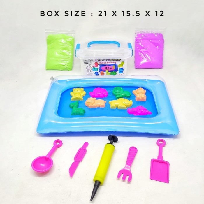 Pasir Kinetik 1 Kg Pasir Ajaib Mainan Anak Ada Cetakan Pasir dan Kolam - Kebun Binatang