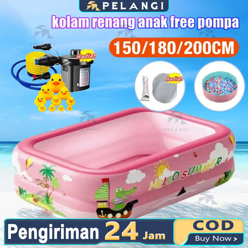1.5-3.1M Kolam Renang Anak Jumbo 3Rings Kolam Renang Keluarga Tiup Besar Family Inflatable Swimming 