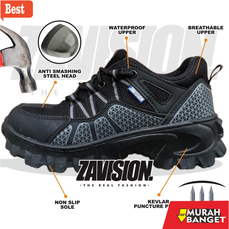 sepatu olahraga wanita ZAVISION sepatu safety ujung besi sepatu hiking sepatu gunung adventure shoes