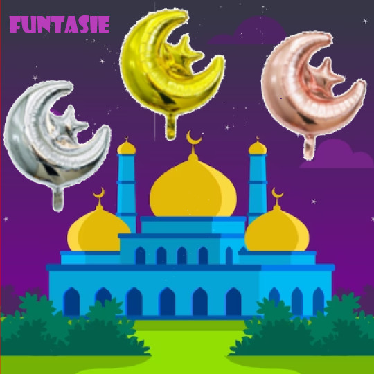 Balon Foil Ramadhan Karakter Bulan Bintang