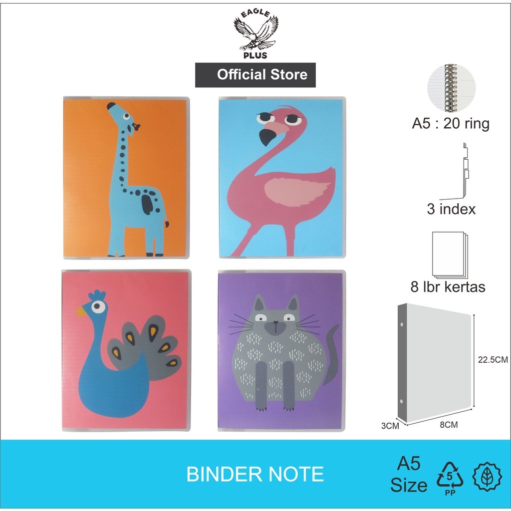 

EAGLE Binder File Motif ANIMAL A5 / File Binder / Binder Note / Buku Catatan Binder