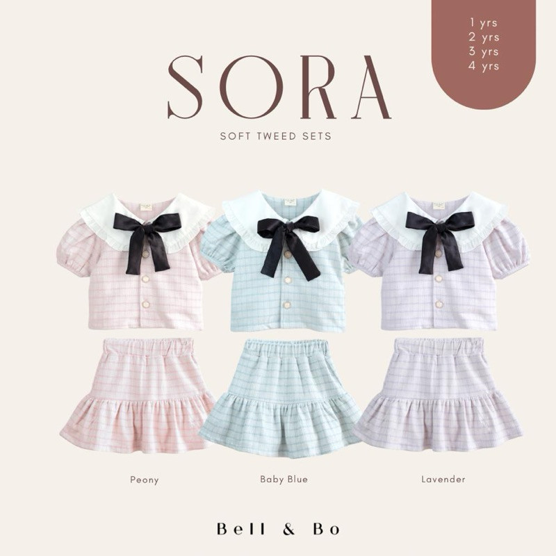 CD26J SORA BELL & BO / SETELAN ANAK PEREMPUAN/ SETELAN TWEED KOREA / SETELAN KOREA premium
