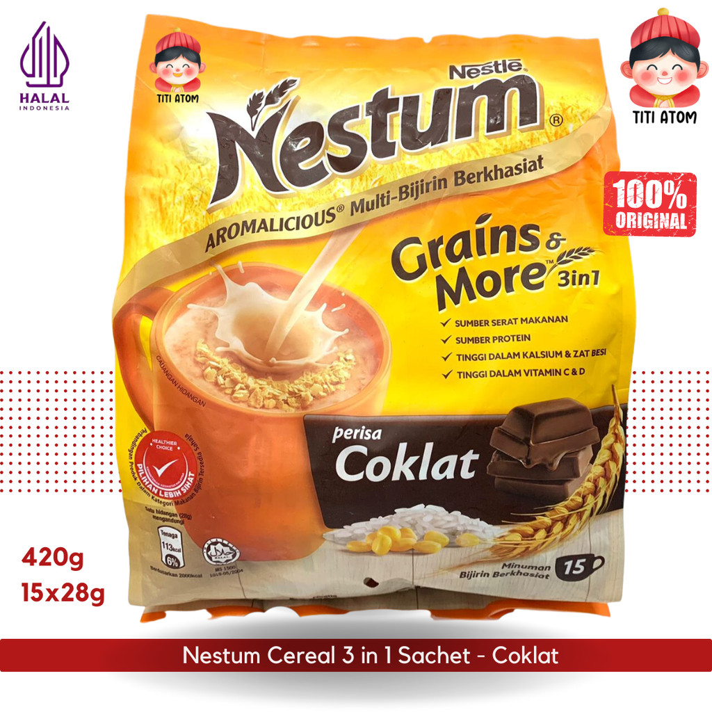 

Nestum Cereal Grains Gandum Chocolate Coklat Sachet 420g 15x28g