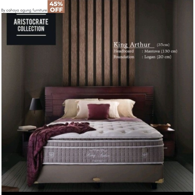 king arthur by central spring bed set bonus 2 bantal