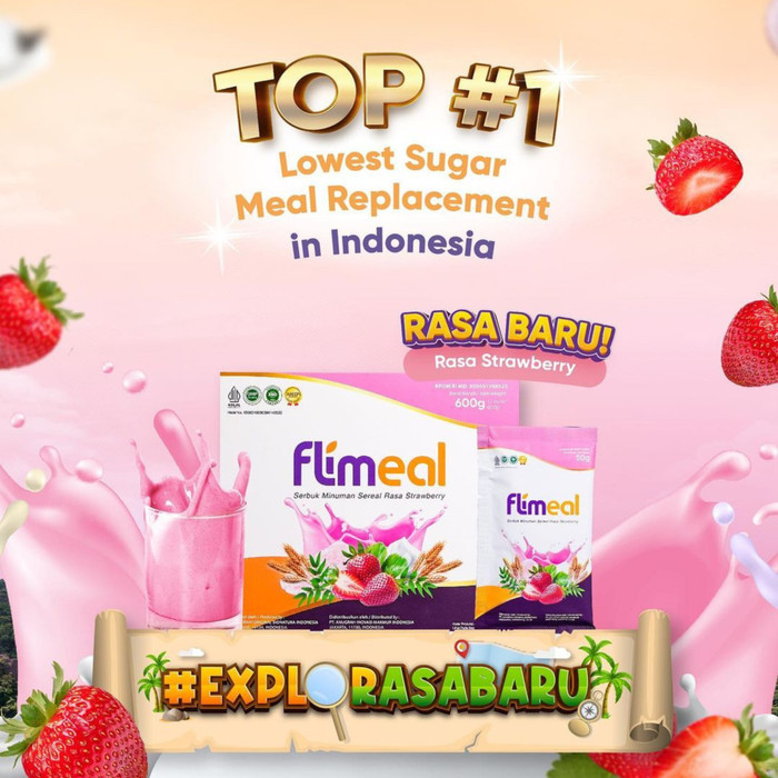 

Flimeal Minuman Sereal Rasa Strawberry 1 box Isi 12 pcs