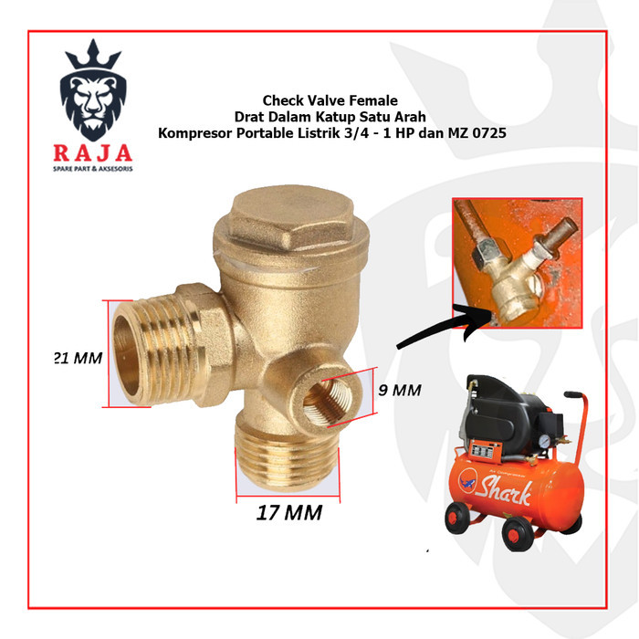 Check Valve Female Drat Dalam Katup Satu Arah Kompresor Portable Listrik 3/4 - 1 HP dan MZ 0725