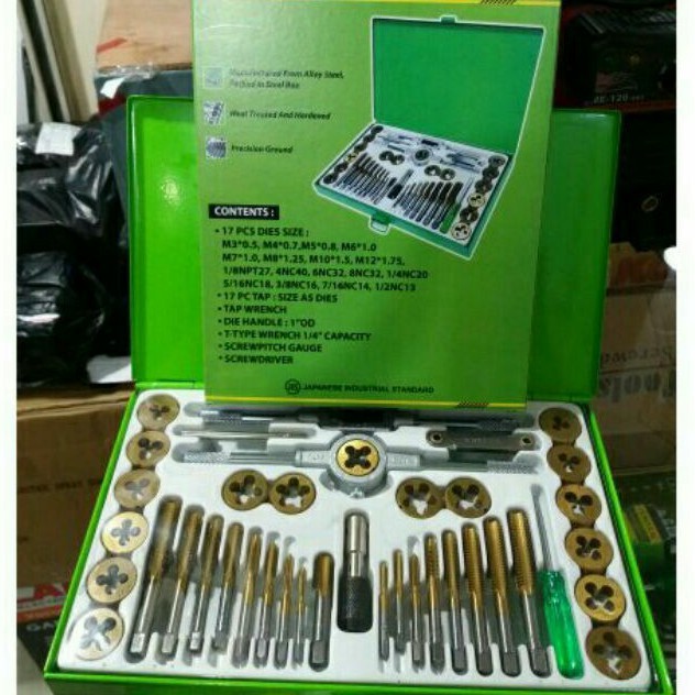Tekiro Tap And Dies Set Alat Senai Tap Ulir Drat Baut Mur Set 40 Pcs