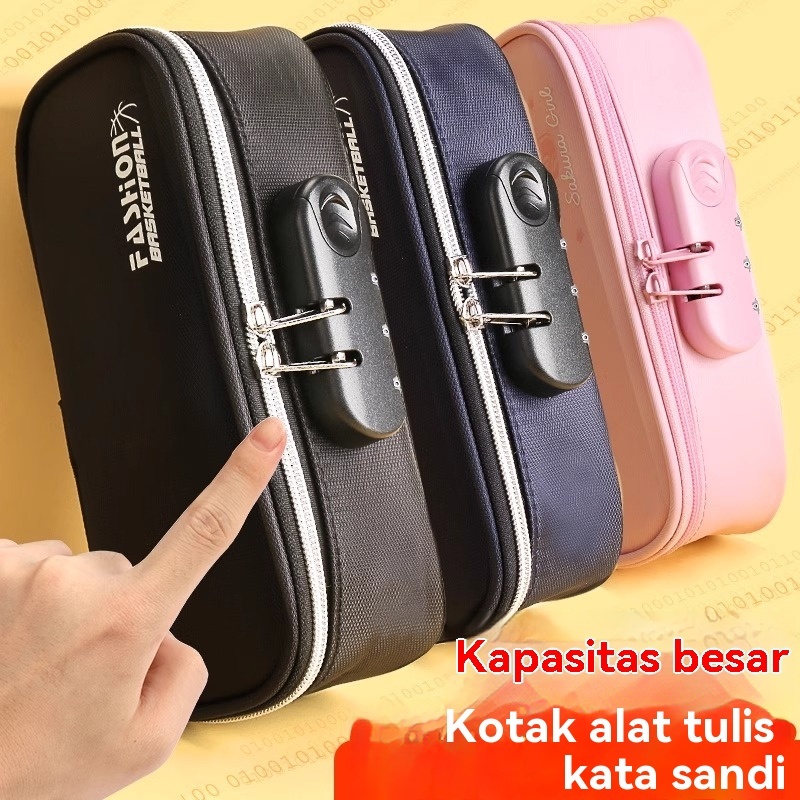 

Kotak alat tulis kata sandi anak laki-laki model kata sandi kunci pensil tas pensil siswa sekolah dasar siswa multifungsi anak kapasitas besar dengan kunci tas alat tulis anak perempuan anak perempuan