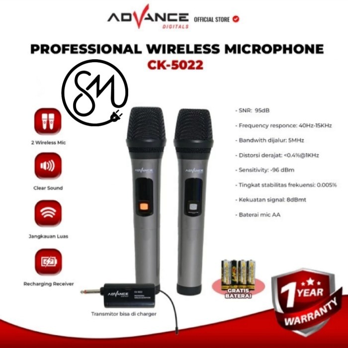 Microphone Advance CK-5022 Digital Wireless Mic nirkabel CK5022 Double