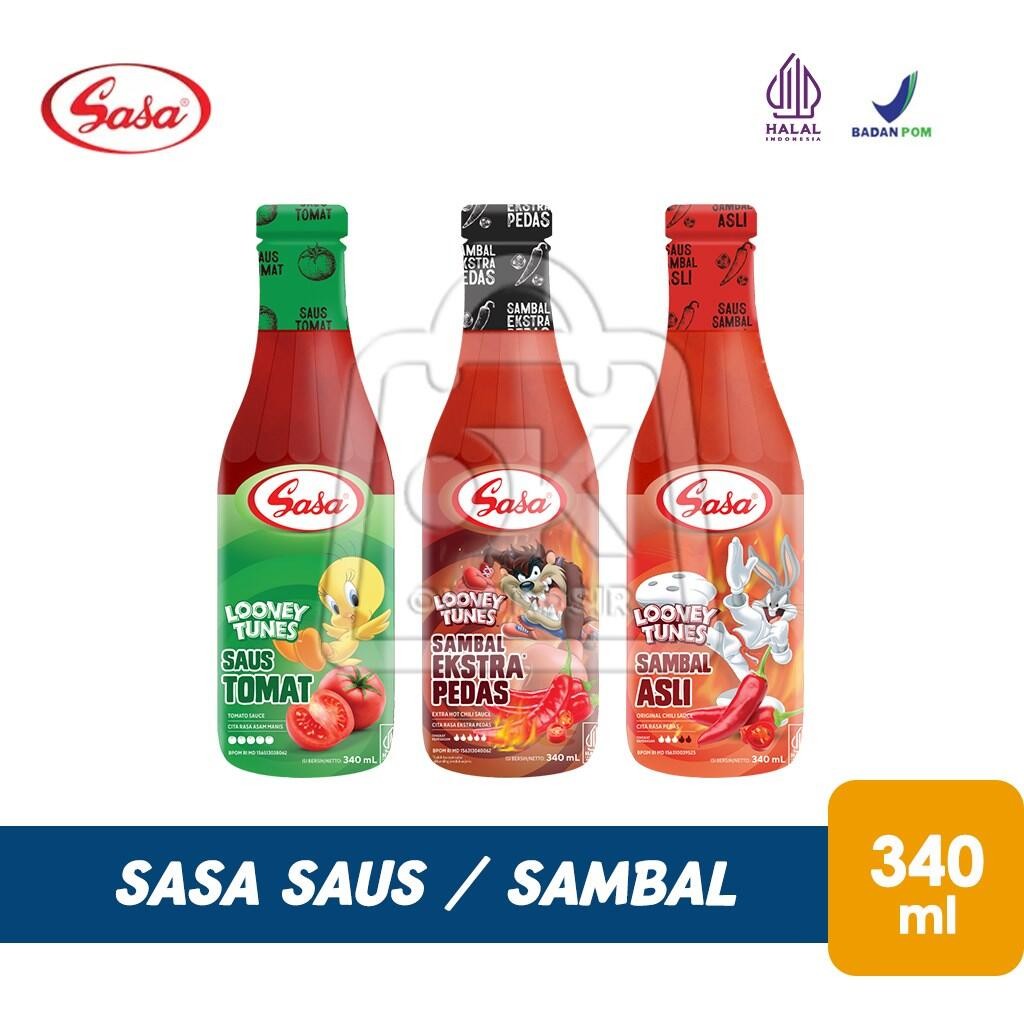 

Sasa Saus Tomat / Sambal Asli / Sambal Ekstra Pedas All Varian Kemasan Kecil Botol Kaca (340ml)