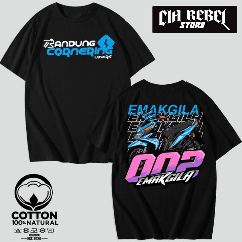 Kaos Baju Racing Honda Beat Emak Gila Bandung Cornering Lovers - Cia Rebel