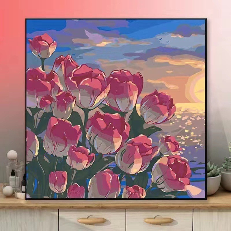 

Paint By Number DIY Painting Set 20x20cm Kit Canvas Paint Kit Digital Aesthetic Kanvas Lukis