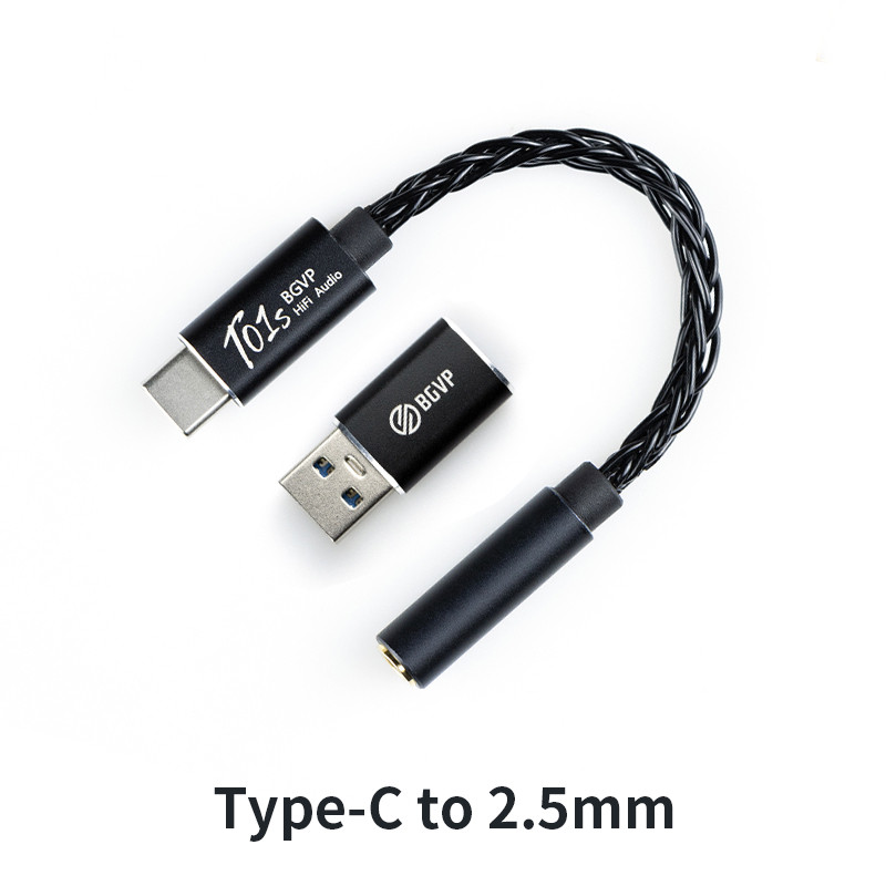 BGVP T01s Dac Decoding Audio HiFi Earphone Amplifier USB TypeC to 2.5/3.5/4.4mm Jack Adapter 32bit D