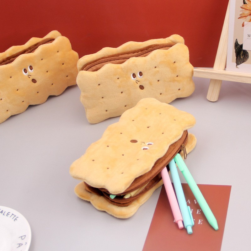 

Biscuit Pen Bag Tempat Pensil Biskuit Lucu Kotak Pensil Cracker Tas Alat Tulis Sandwich / Tempat pensil yang menyenangkan