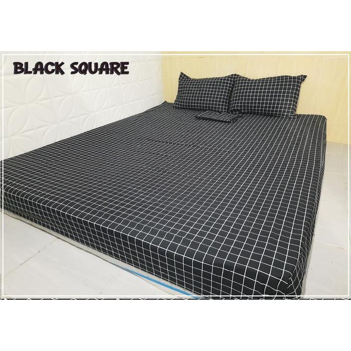 Sale SPREI KOTAK AESTHETIC 120 160 180 200 - hitam kecil, 200x200x20Terlaris
