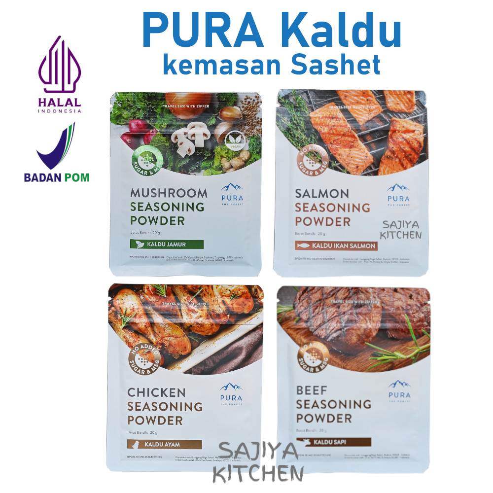 

PURA Kaldu Asli Ayam, Jamur, Sapi, Salmon Sachet 20 gr Gluten Free Sehat Tanpa MSG & Pengawet