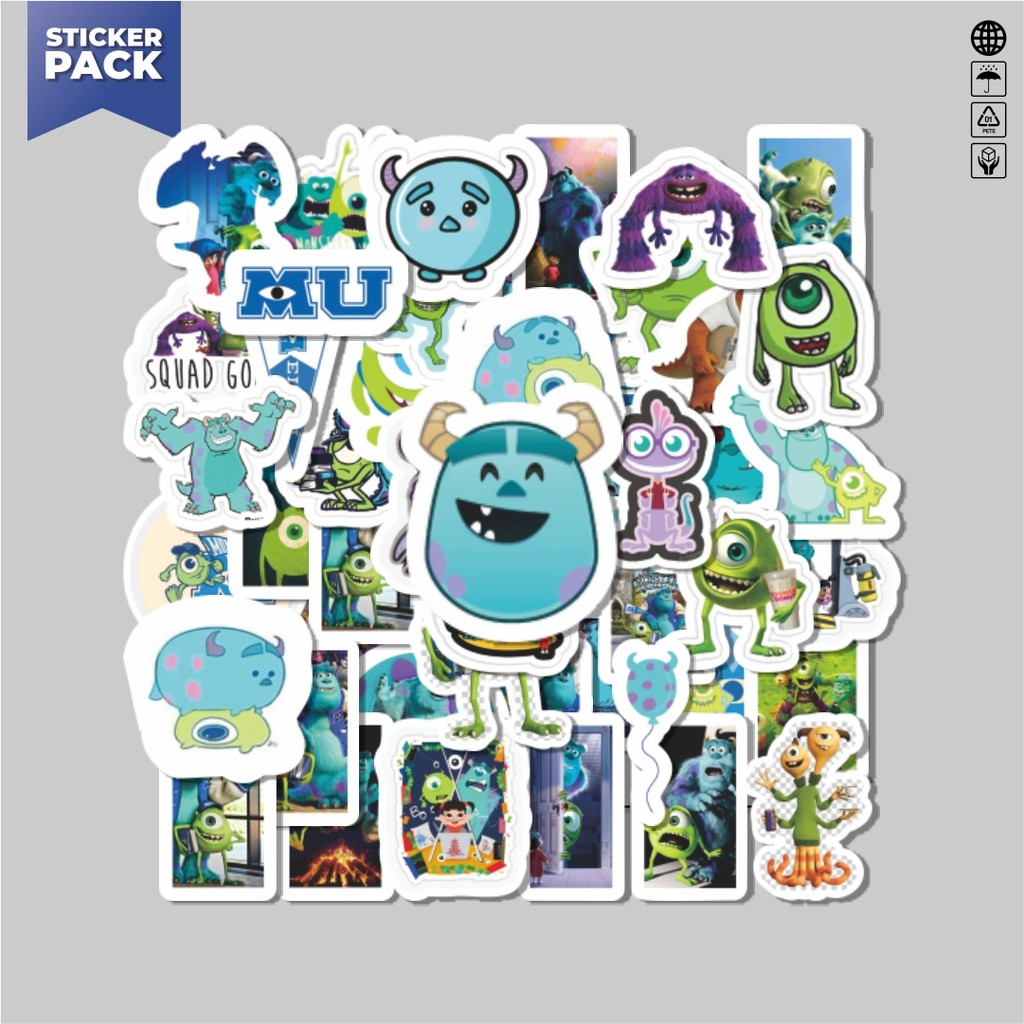 

[100PCS]Stiker Pack Stiker Monster INC Aesthetic Vinyl Anti Air Dekorasi Sticker Laptop Buku Journal Koper Helm Casing HP Gitar Helm Skateboard