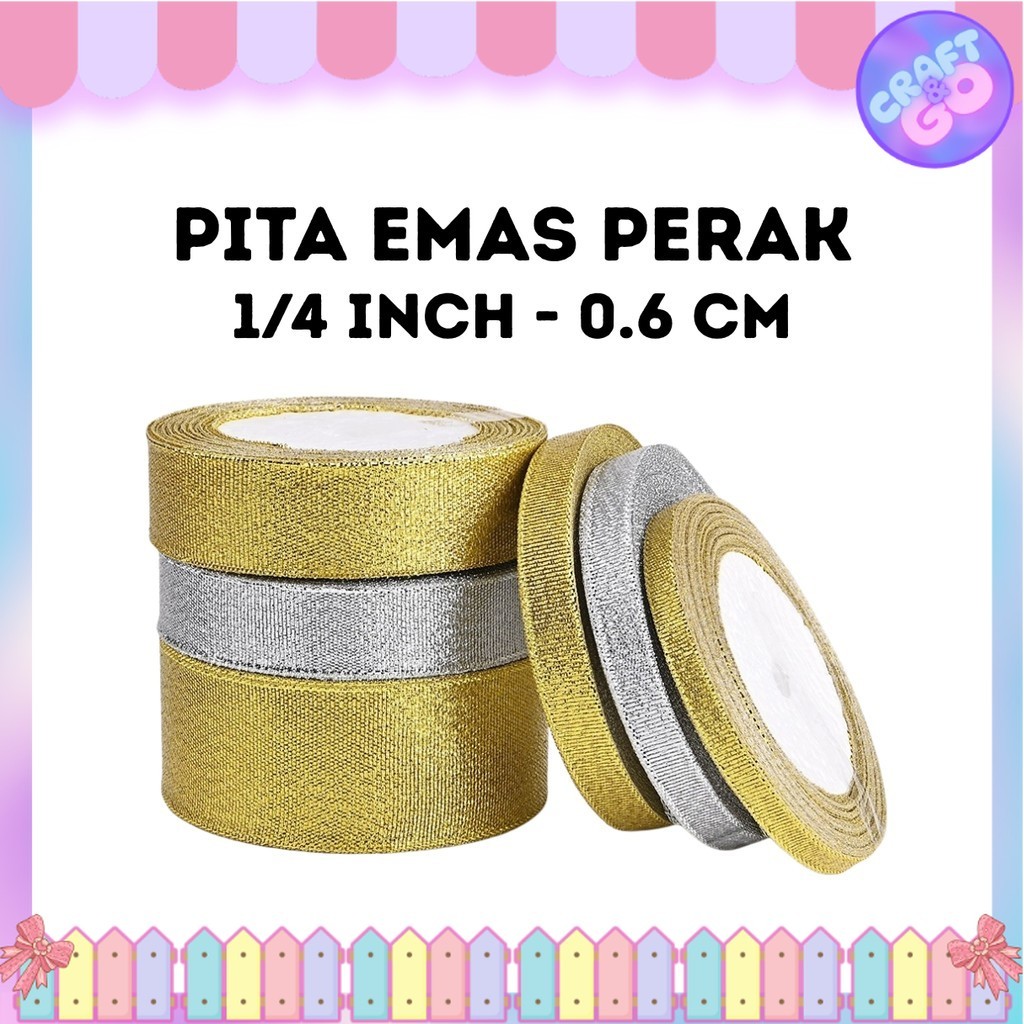 

Pita Emas Perak 1/4 Inch (0,6 Cm) // Pita Glitter