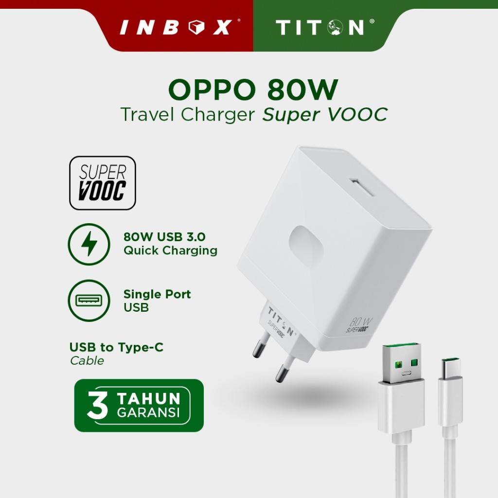NEW SALE Titon Adaptor Super VOOC Charger 80W for Oppo | Original VOOC USB Charging