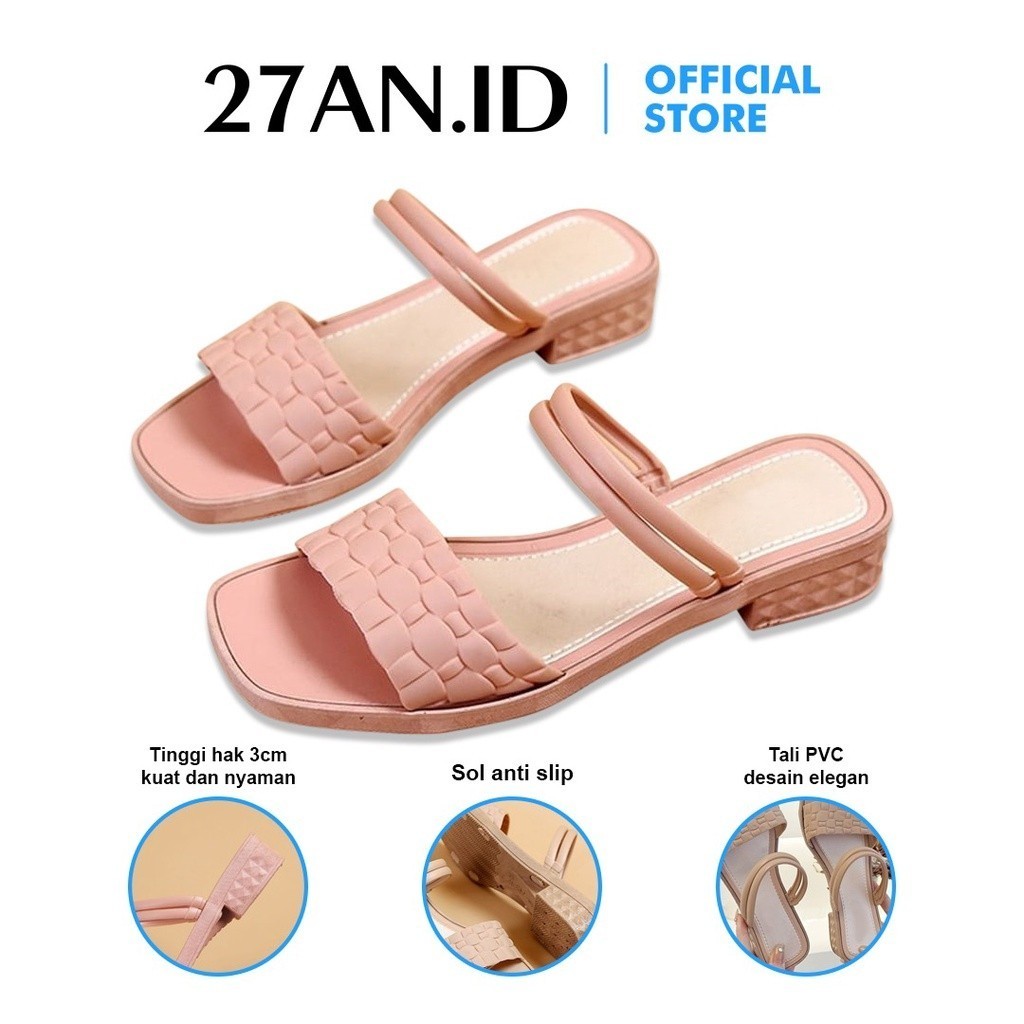 HFK  - SANDAL SEPATU WEDGES WANITA SP41 MOTIF KULIT BUAYA SANDAL HEELS SLOP JELLY