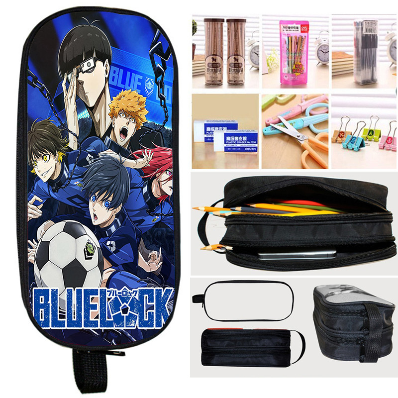

Meguru Bachira Blue Lock Pencil Case Manga Football Pencilcases for Girls Boys Anime Double Layer Stationery Bag School Supplies