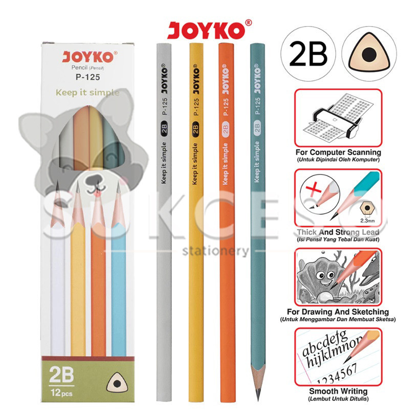 

JOYKO Pencil P-125 2B Triangular Grip - Pensil LUSINAN Murah