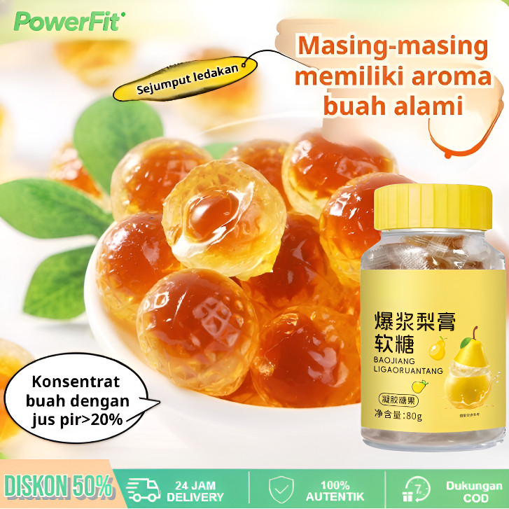 

PowerFit Permen Pelega Tenggorokan Rasa Buah Pir Meledak | Permen Peleg Tenggorokan | Rasa Buah Pir Pear paste throat lozenges | mint lung lozenges 80g