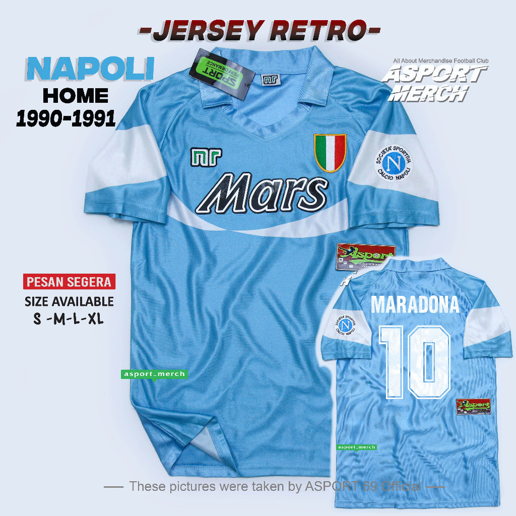 ASPORT NAPOLI RETRO HOME 1990 1991 SOCCER  RETRO NAPOLI 90 91