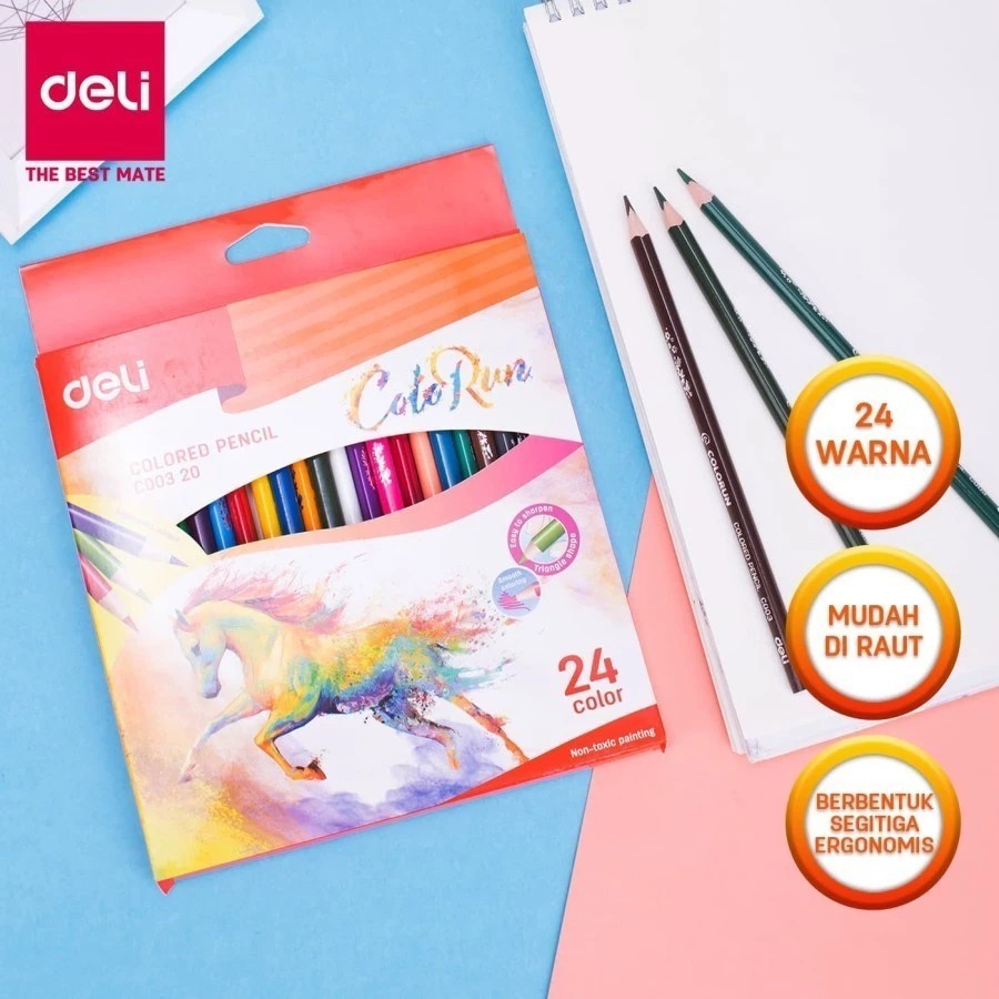 

Deli Color Pencil / Pensil Warna Anak Isi 24 PCS - EC00320