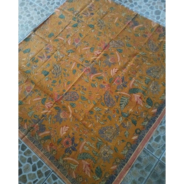 kain batik katun motif tiga negri merak orange