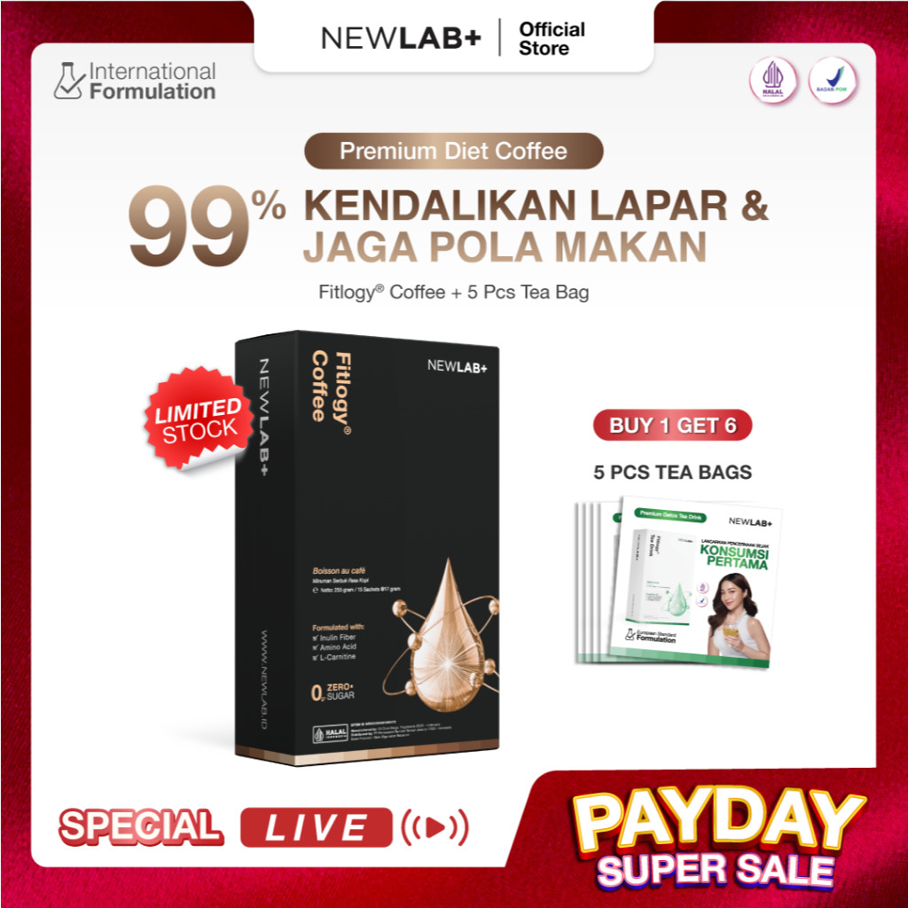 

New [BUY 1 GET 5] NEWLAB 1 Box Fitlogy Coffee Free 4 Tea Bags | Kopi Sehat untuk Kontrol Berat Badan & Gut Health | L-Karnitin & Garcinia Pelangsing BadanPremium