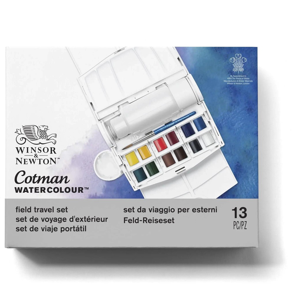 

Winsor&Newton Cotman Watercolor Paint Set Field Travel Set 12 Color Half Pans WaterColor Brush Mixing Palette Brush Washing