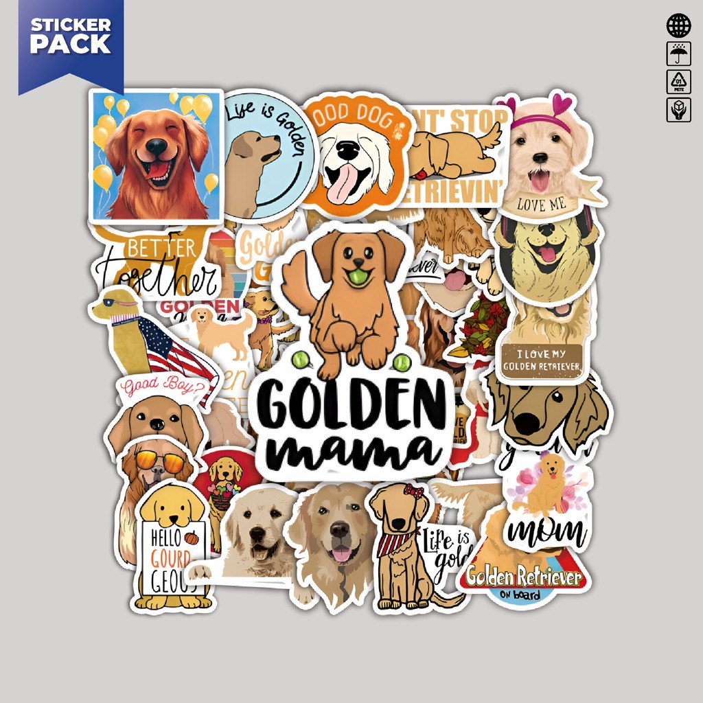 

[100PCS]Stiker Pack Stiker Golden Dog [anjing emas] Aesthetic Vinyl Anti Air Dekorasi Sticker Laptop Buku Journal Koper Helm Casing HP Gitar Helm Skateboard