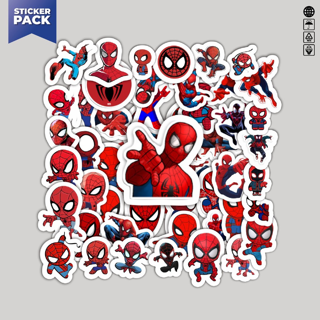 

[100PCS]Stiker Pack Stiker Marvel Spiderman Aesthetic Vinyl Anti Air Dekorasi Sticker Laptop Buku Journal Koper Helm Casing HP Gitar Helm Skateboard
