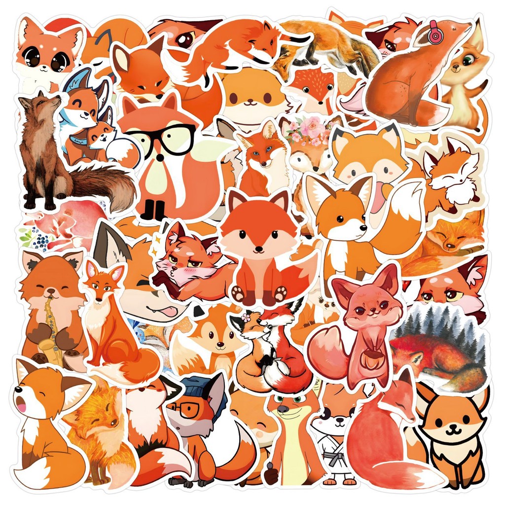 

10/60Pcs Lovely Fox Stickers Children Stationary Notebook Refrigerator Kawaii Vinyl Decal DIY Sticker for Kids Girls Toy Gift